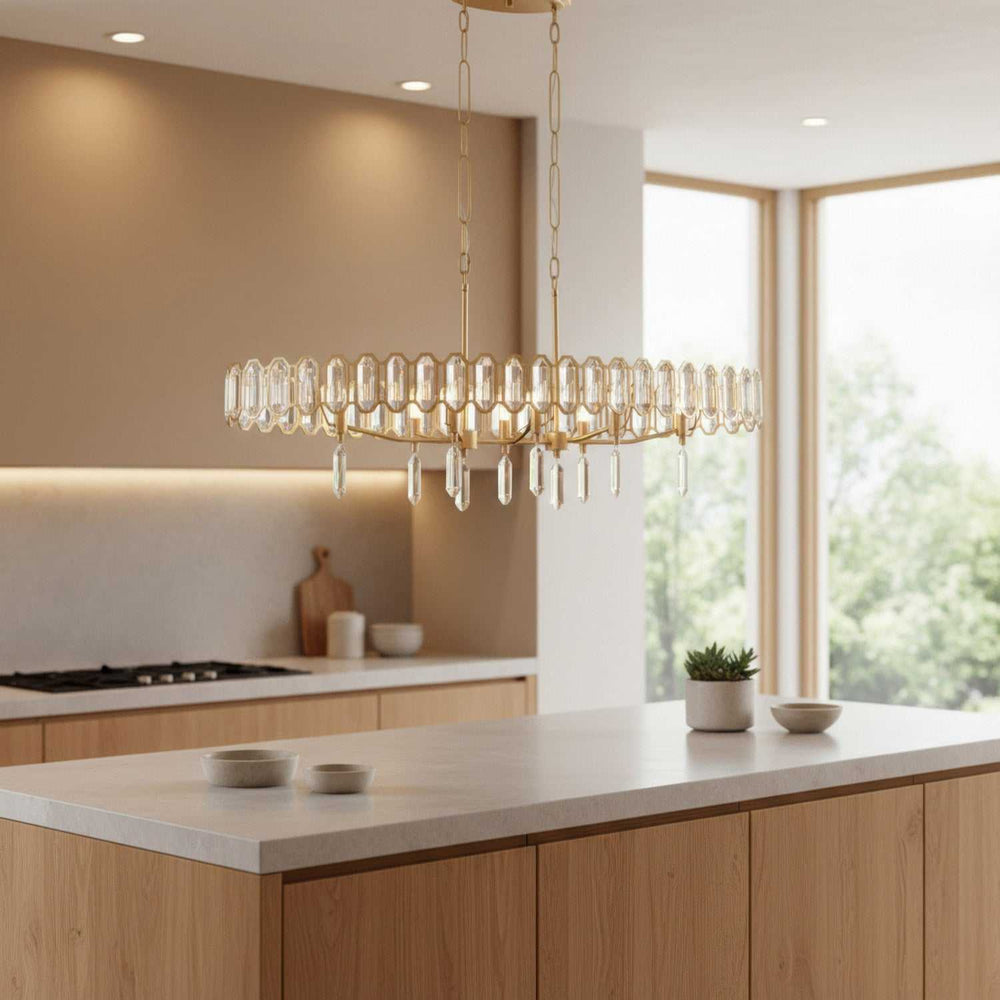 Drama Club Eight Light Pendant in Brass Kisser Varaluz