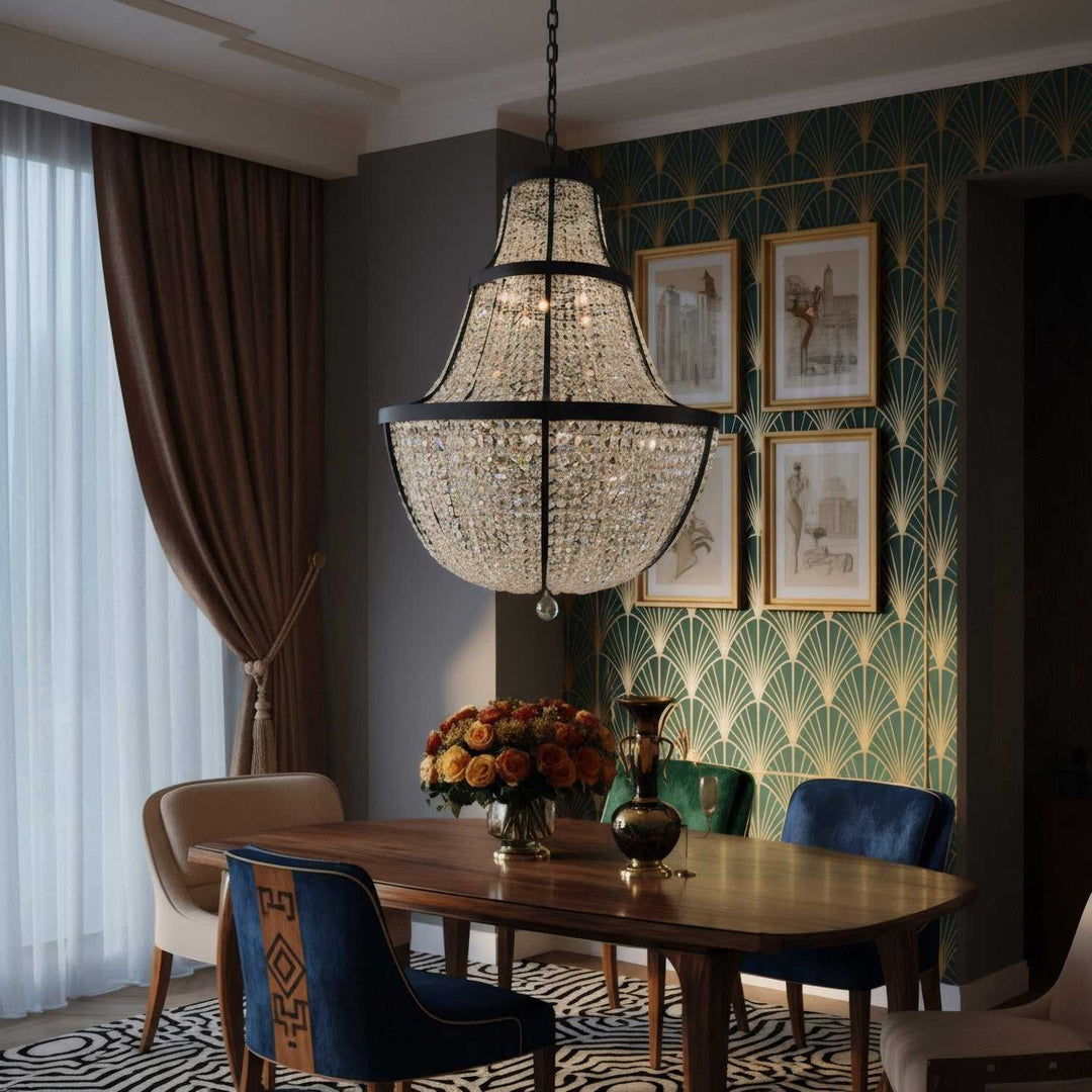 Crystal Baller 12 Light Pendant in Heritage Black Varaluz
