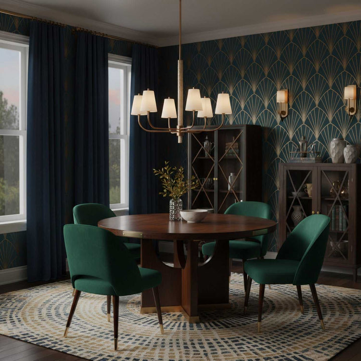 Rockford Eight Light Chandelier in Brontourage/Travartine Varaluz