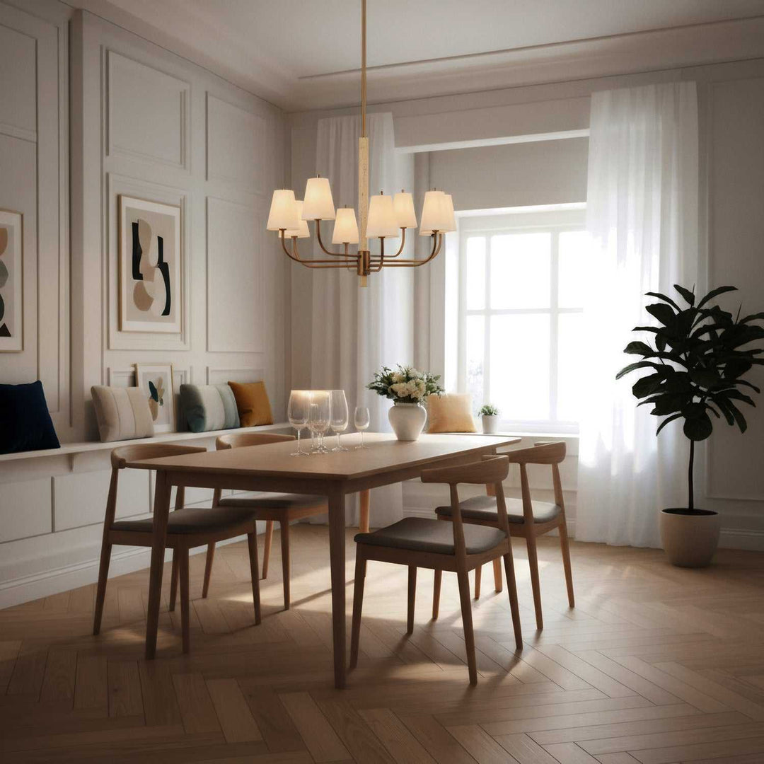Rockford Eight Light Chandelier in Brontourage/Travartine Varaluz