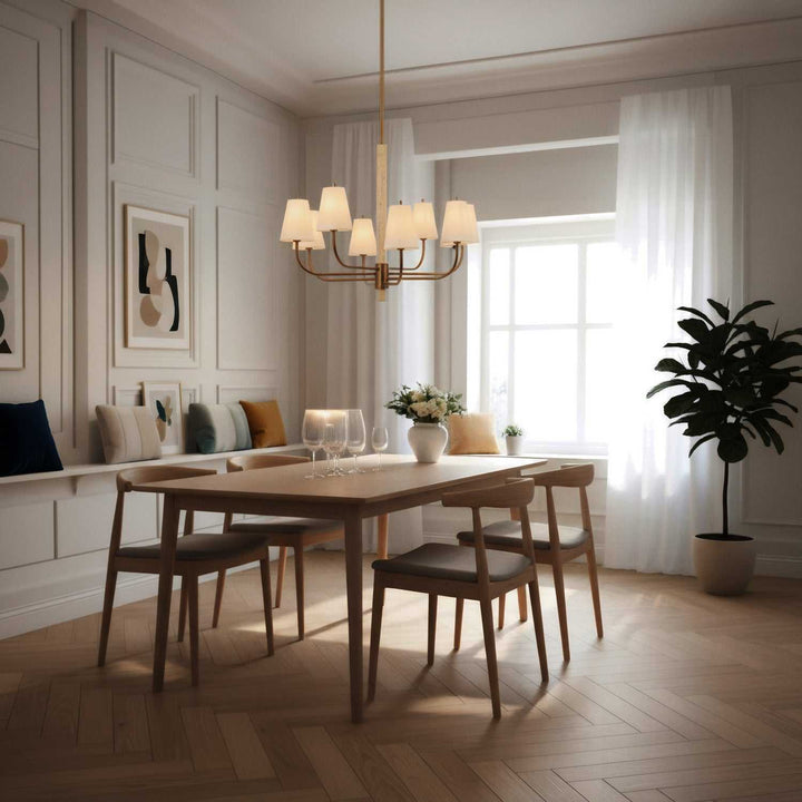 Rockford Eight Light Chandelier in Brontourage/Travartine Varaluz