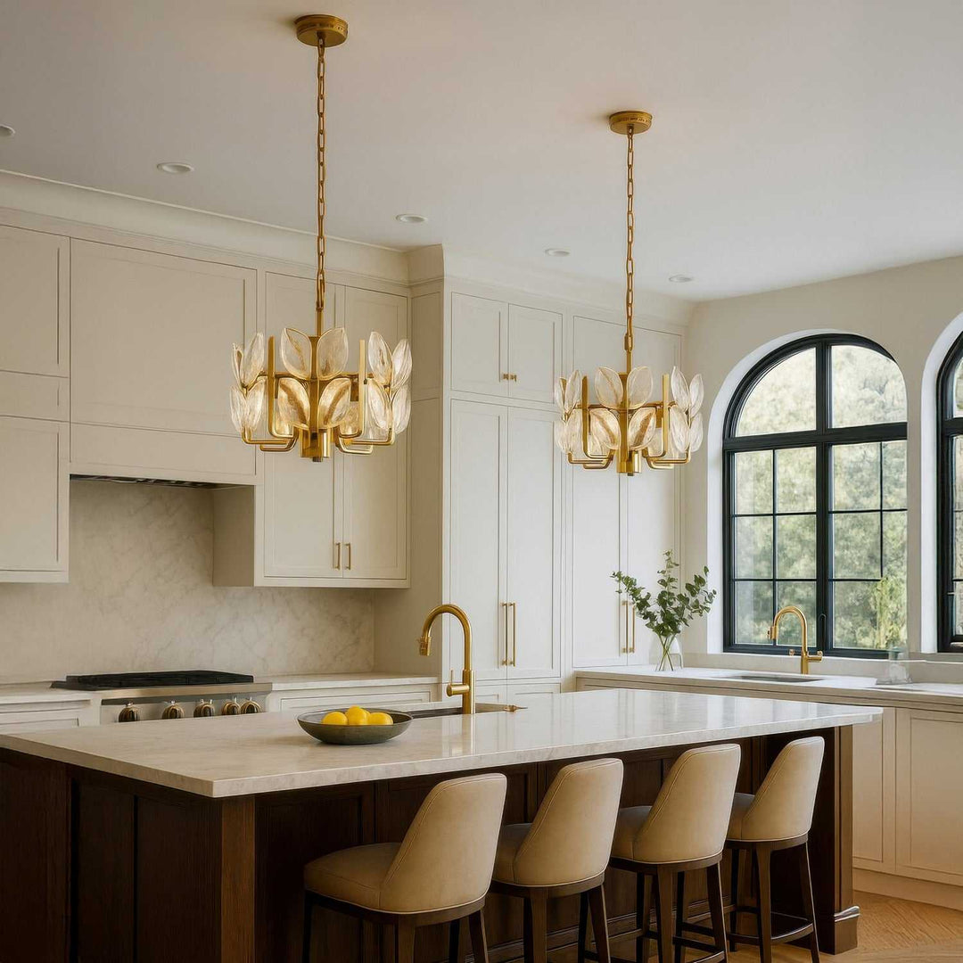 Brass Tax Six Light Chandelier in Satin Brass Varaluz