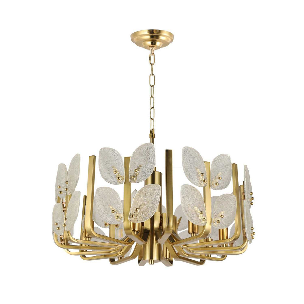 Brass Tax Eight Light Chandelier in Satin Brass Varaluz