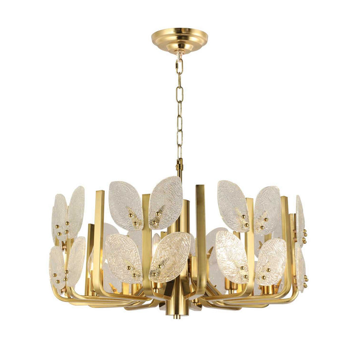 Brass Tax Eight Light Chandelier in Satin Brass Varaluz