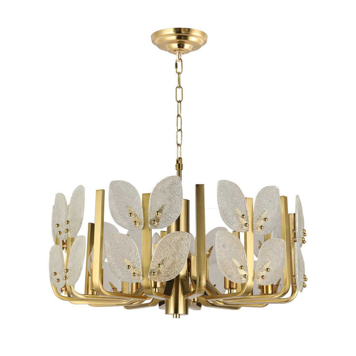 Brass Tax Eight Light Chandelier in Satin Brass Varaluz