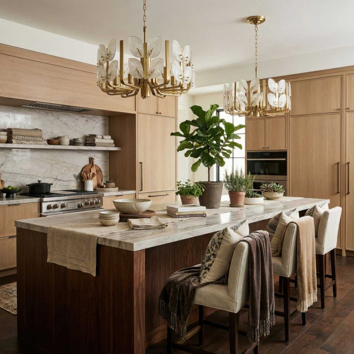 Brass Tax Eight Light Chandelier in Satin Brass Varaluz