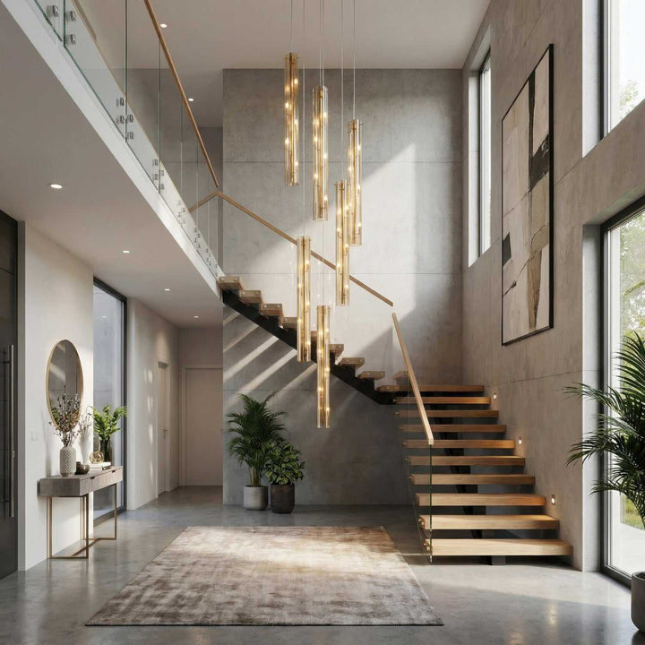 Chroman Empire Five Light Pendant in Satin Gold Varaluz