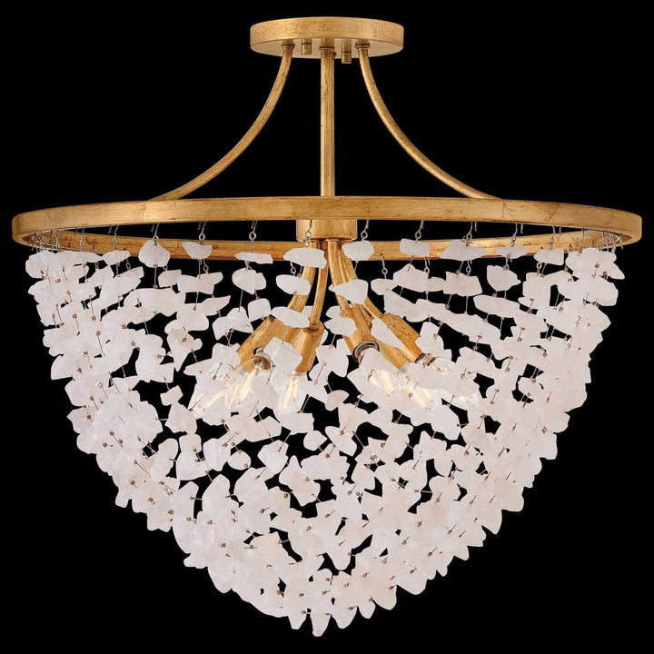 Myra LED Semi-Flush Mount in Distressed Brass Fredrick Ramond Canada
