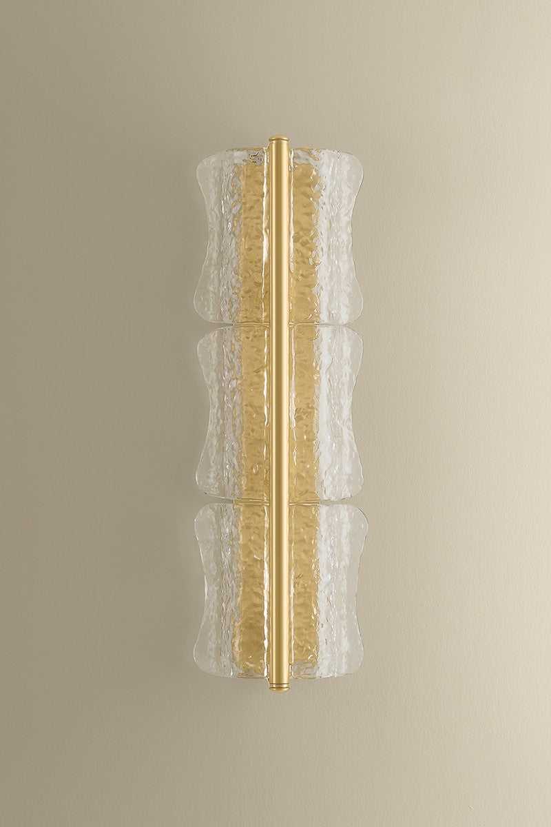 Fosterdale Three Light Wall Sconce in Aged Brass Hudson Valley Canada