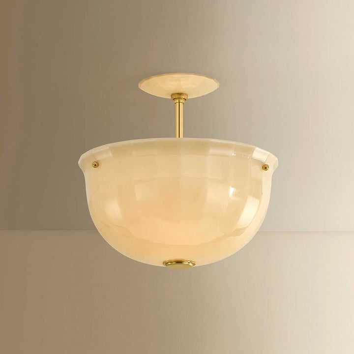Nevins One Light Semi Flush Mount in Aged Brass Hudson Valley Canada