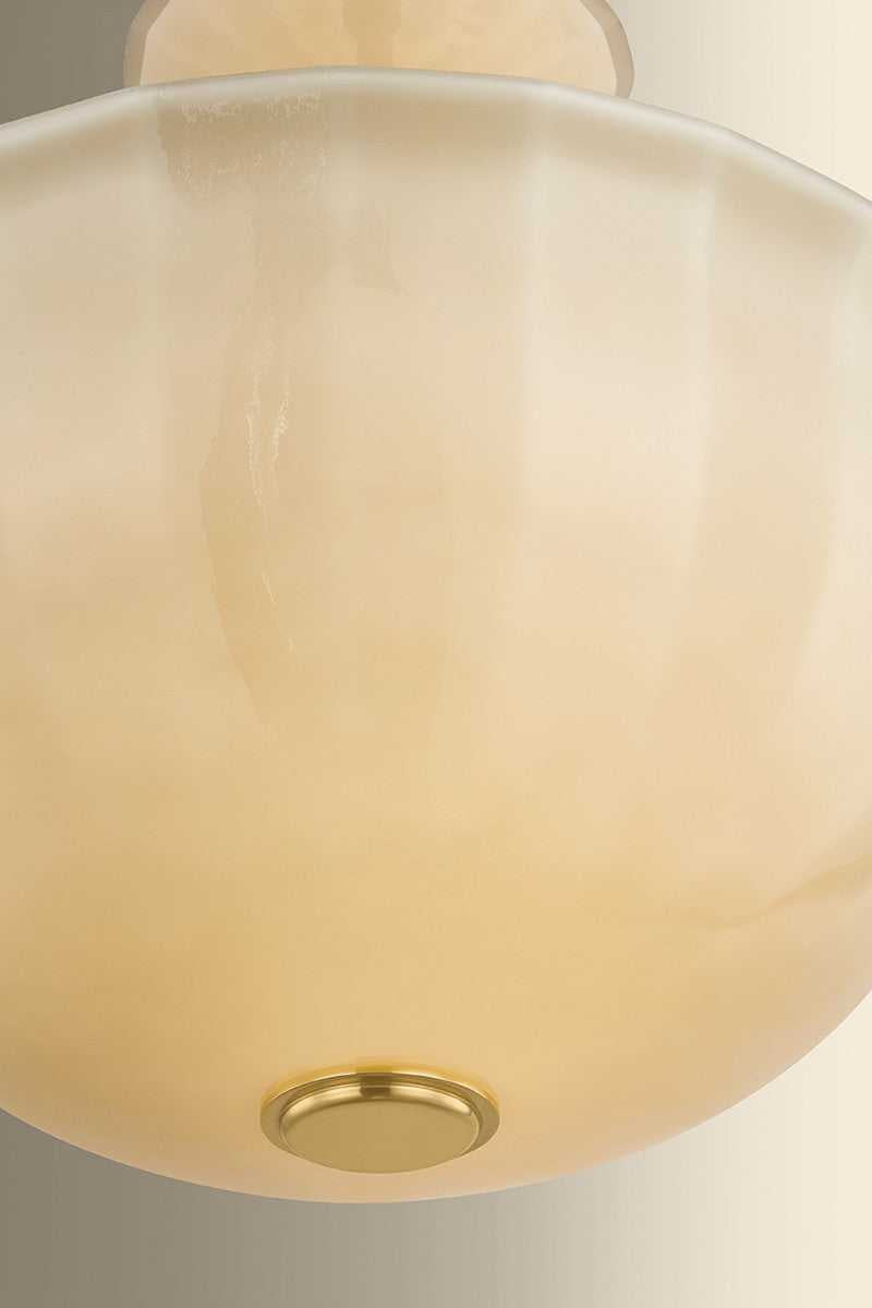 Nevins One Light Semi Flush Mount in Aged Brass Hudson Valley Canada
