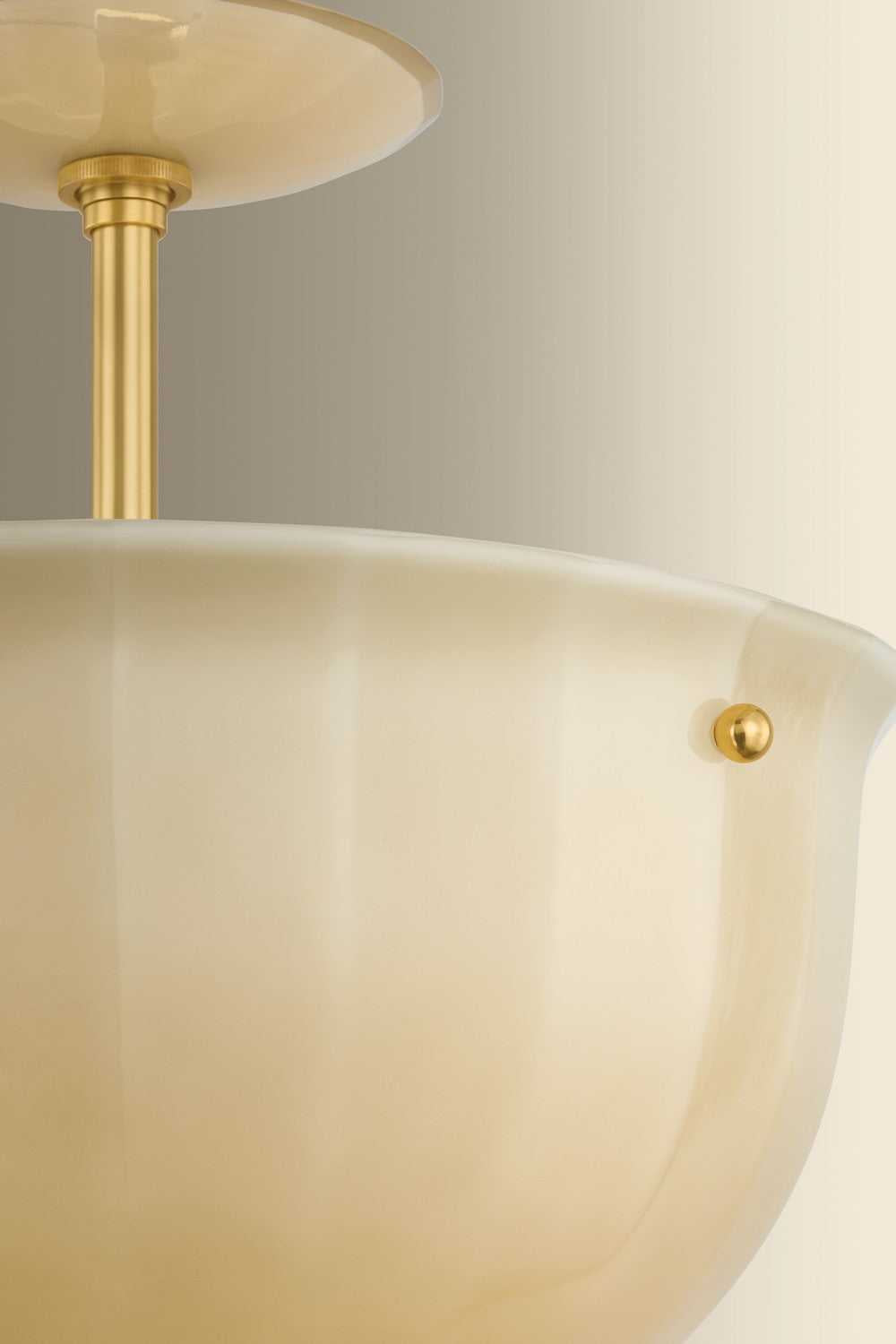 Nevins One Light Semi Flush Mount in Aged Brass Hudson Valley Canada