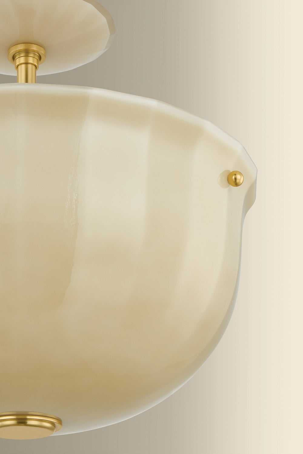 Nevins One Light Semi Flush Mount in Aged Brass Hudson Valley Canada