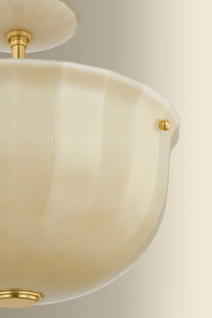 Nevins One Light Semi Flush Mount in Aged Brass Hudson Valley Canada