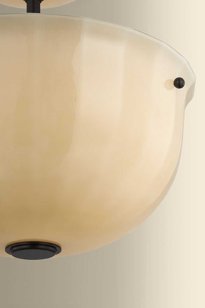 Nevins One Light Semi Flush Mount in Distressed Bronze Hudson Valley Canada
