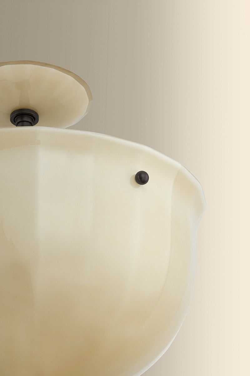 Nevins One Light Semi Flush Mount in Distressed Bronze Hudson Valley Canada