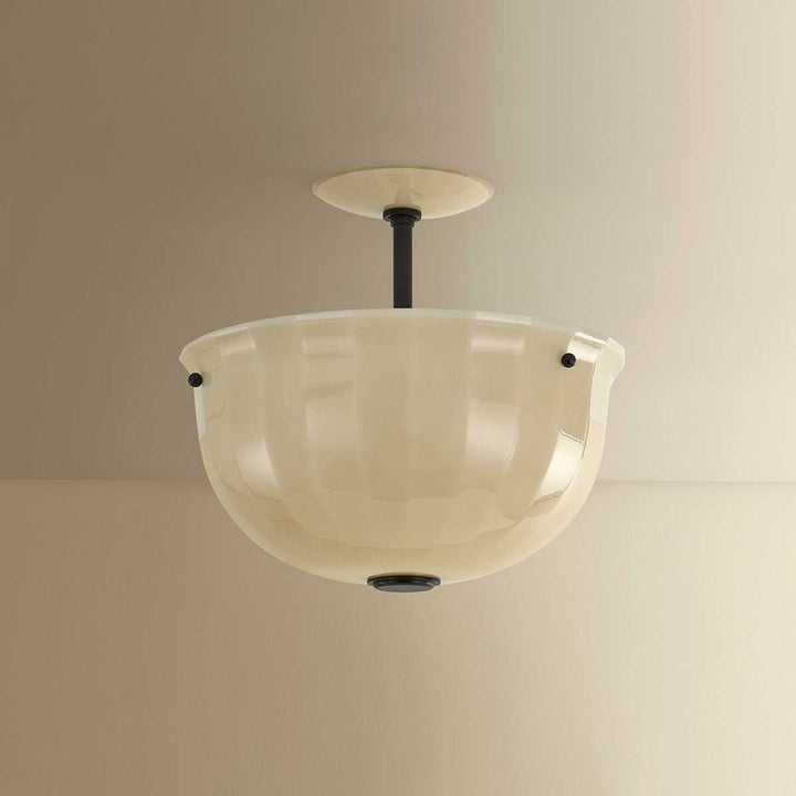Nevins One Light Semi Flush Mount in Distressed Bronze Hudson Valley Canada