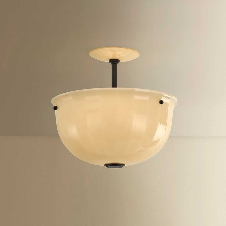 Nevins One Light Semi Flush Mount in Distressed Bronze Hudson Valley Canada