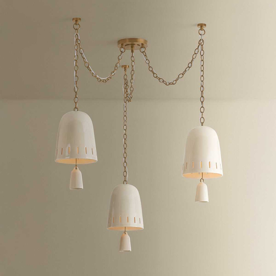 Omi Three Light Chandelier in Patina Brass Hudson Valley Canada