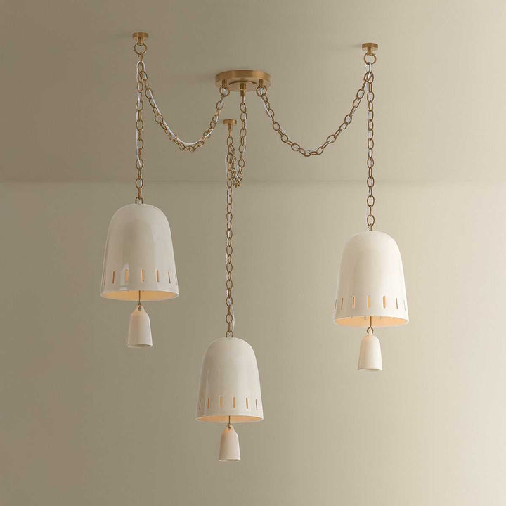 Omi Three Light Chandelier in Patina Brass Hudson Valley Canada