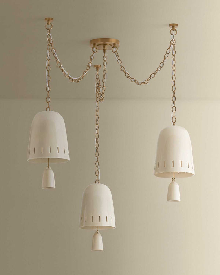 Omi Three Light Chandelier in Patina Brass Hudson Valley Canada
