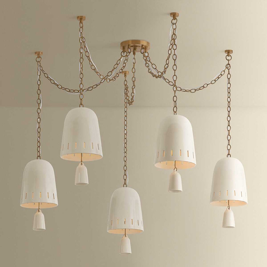 Omi Five Light Chandelier in Patina Brass Hudson Valley Canada