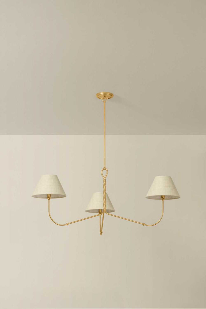 Dekalb Three Light Chandelier in Vintage Gold Leaf Hudson Valley Canada