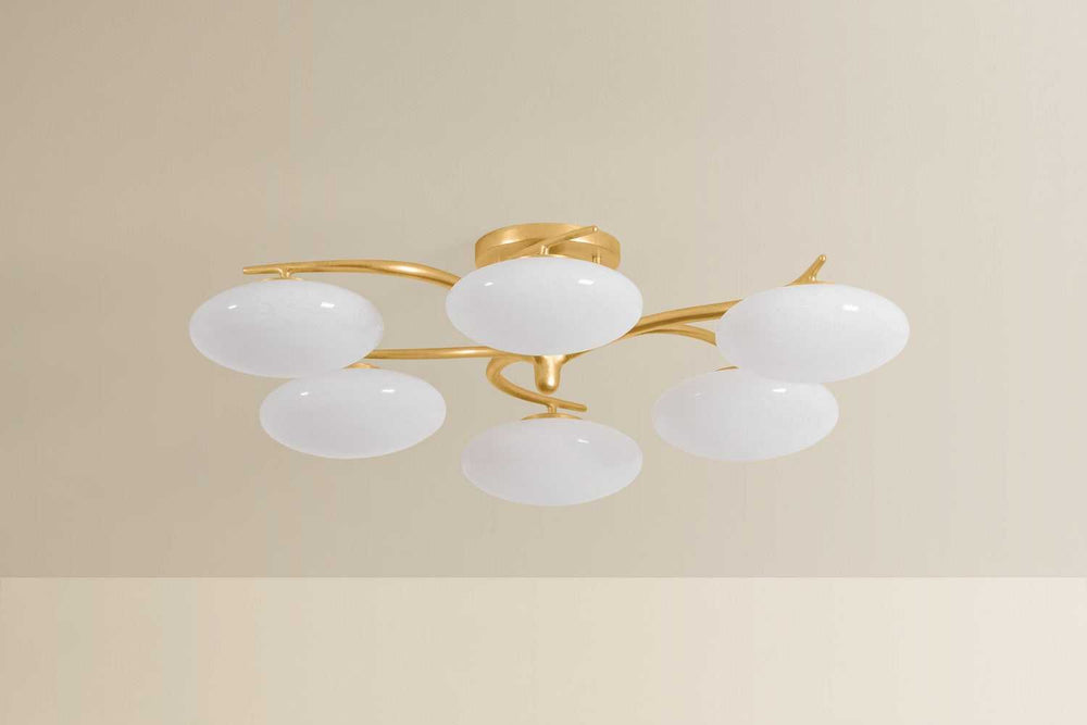 Bayberry LED Semi Flush Mount in Vintage Gold Leaf Hudson Valley Canada