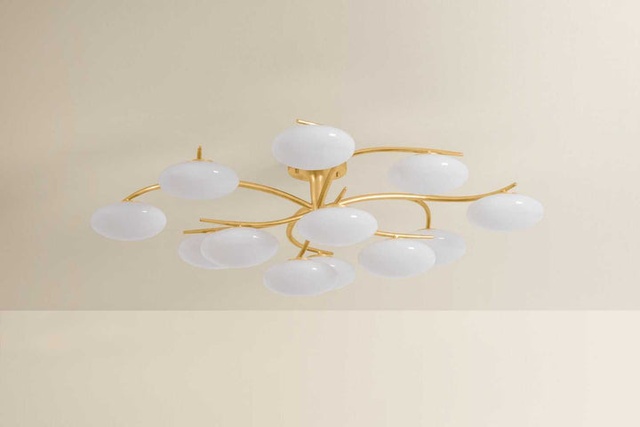 Bayberry LED Semi Flush Mount in Vintage Gold Leaf Hudson Valley Canada