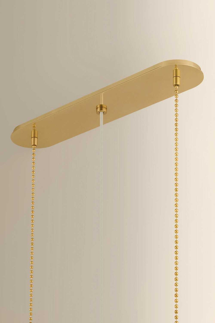 Valeria Three Light Linear in Aged Brass Hudson Valley Canada