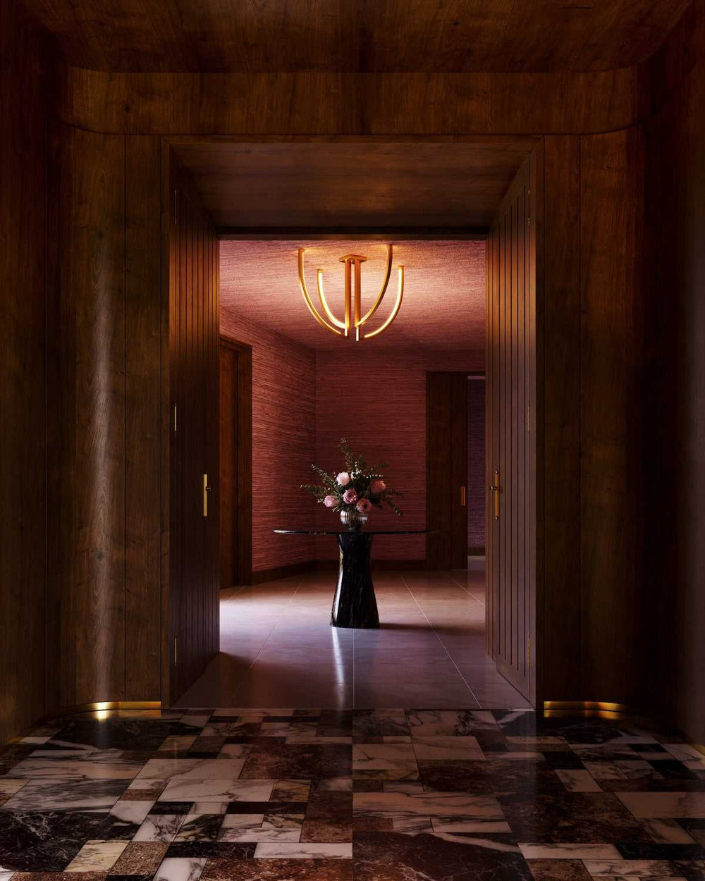 Frankfurt LED Chandelier in Vintage Brass Corbett Lighting Canada