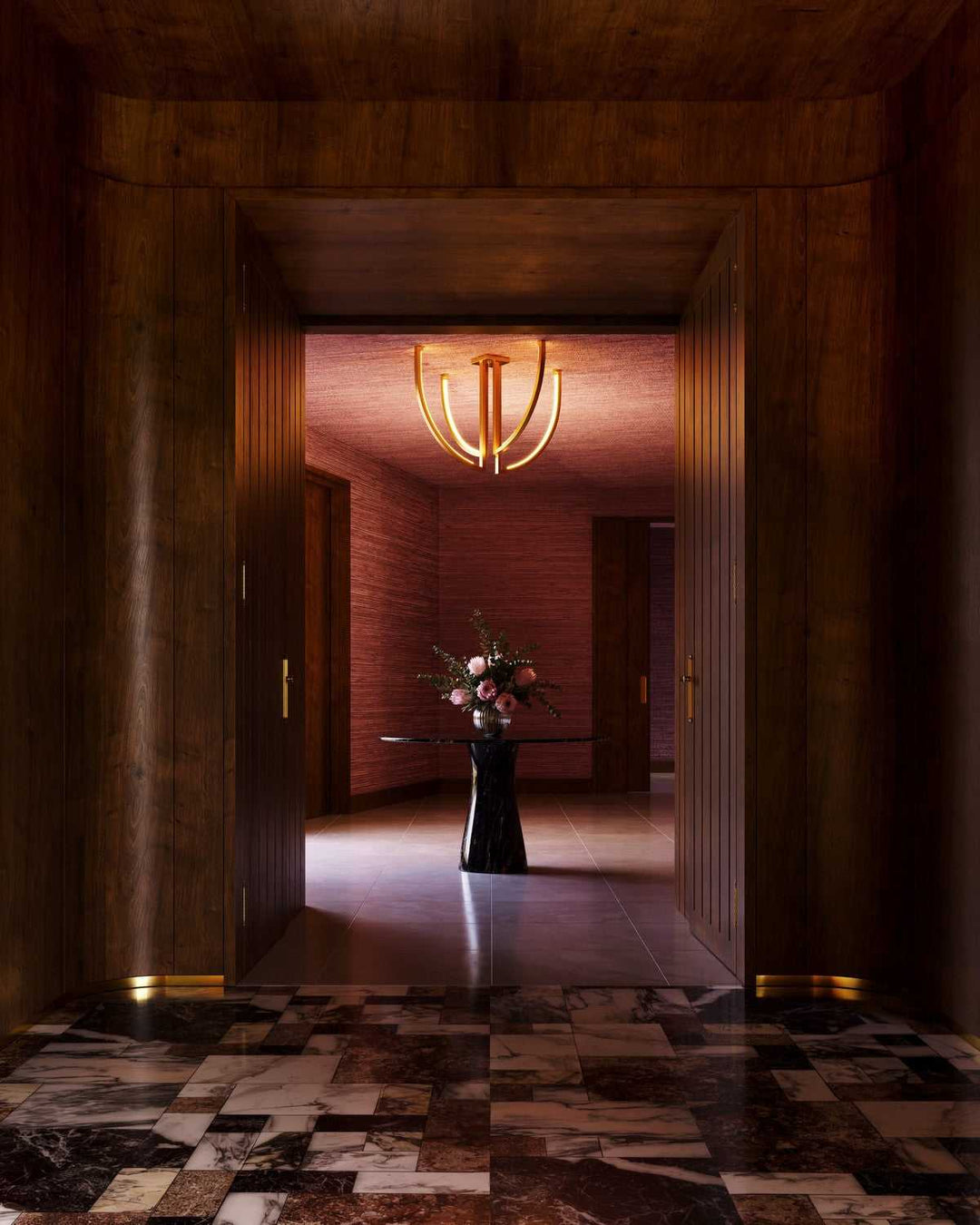 Frankfurt LED Chandelier in Vintage Brass Corbett Lighting Canada
