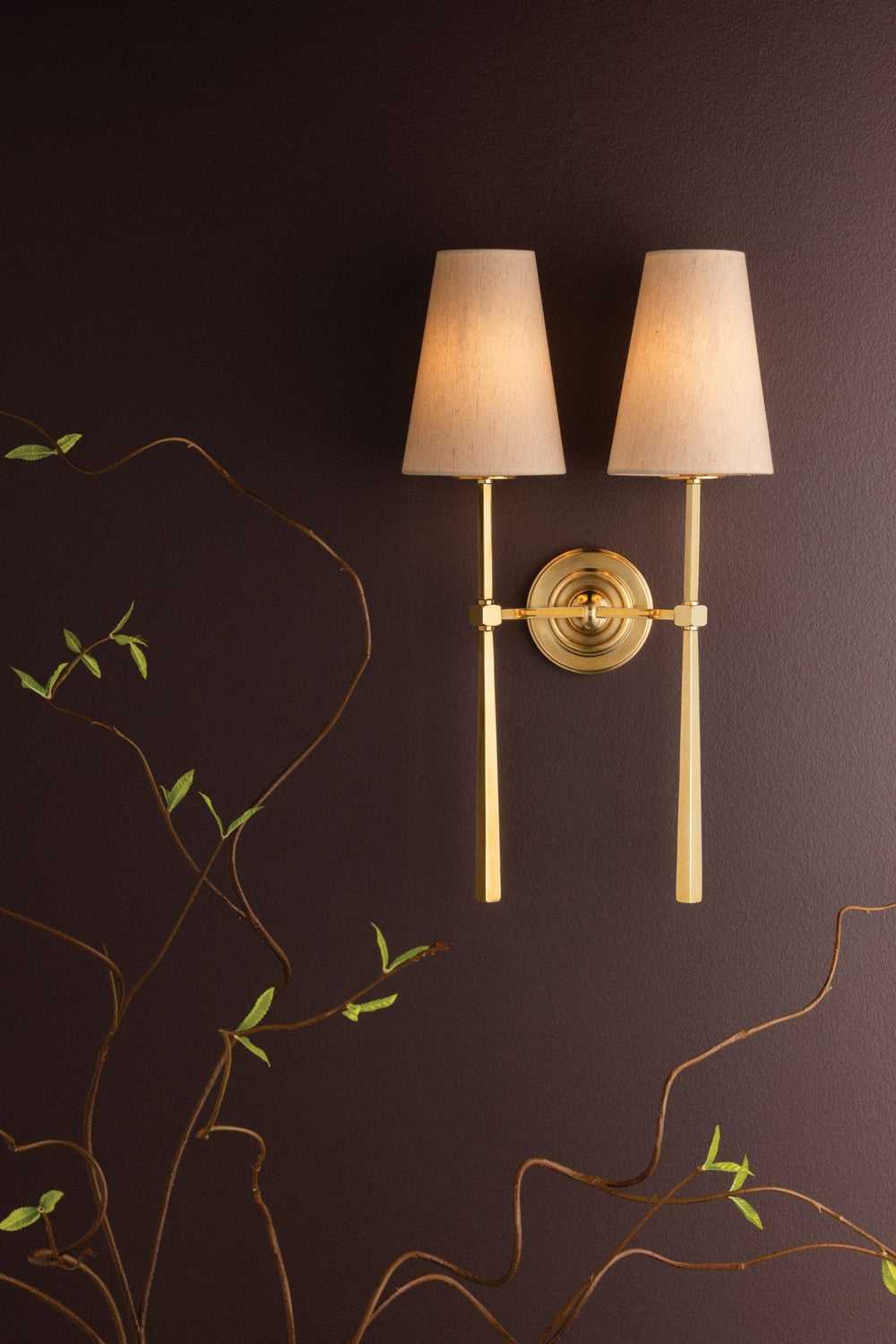 Cadiz Two Light Wall Sconce in Vintage Brass Corbett Lighting Canada