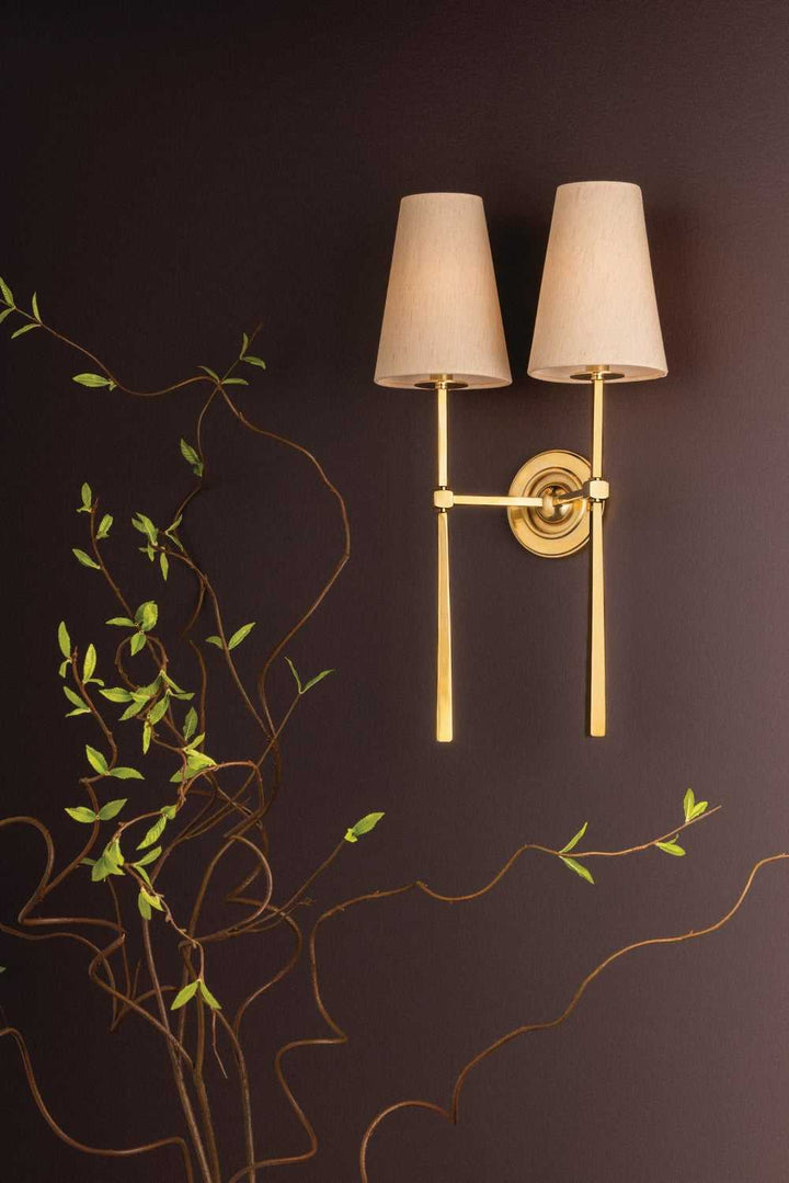 Cadiz Two Light Wall Sconce in Vintage Brass Corbett Lighting Canada