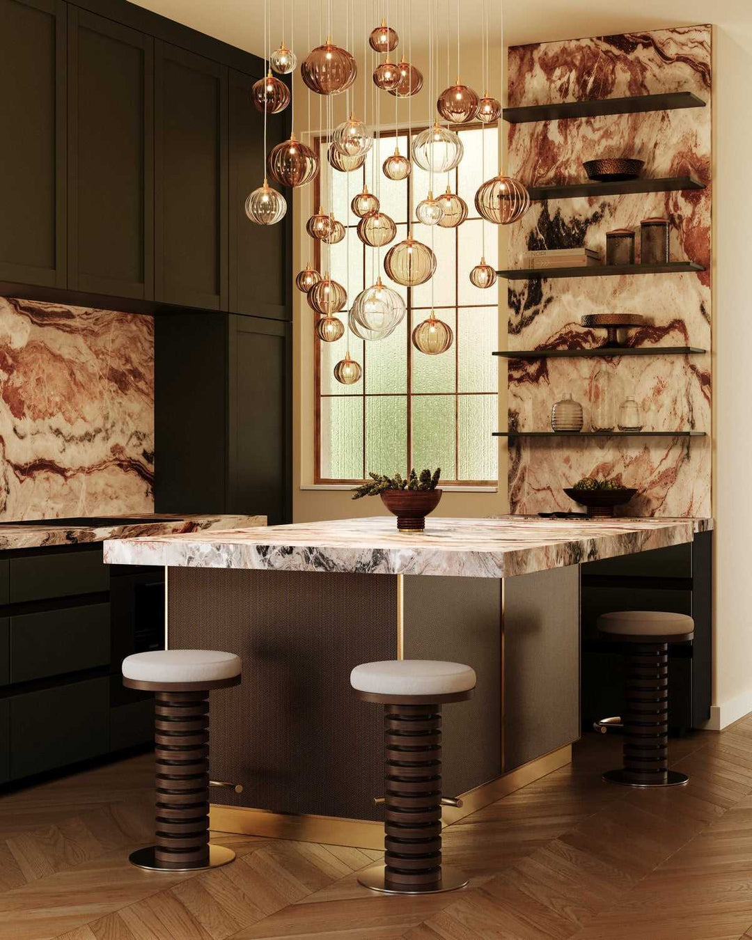 Istanbul LED Chandelier in Vintage Gold Leaf Corbett Lighting Canada