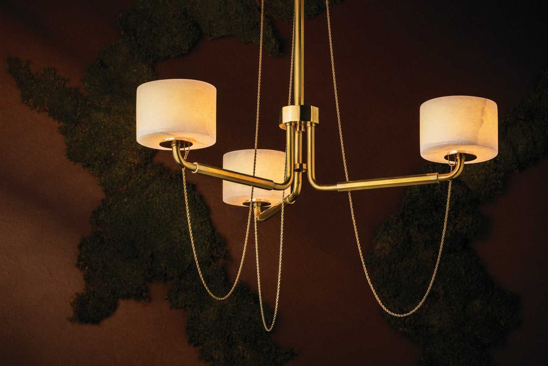 Bunda LED Chandelier in Vintage Brass Corbett Lighting Canada