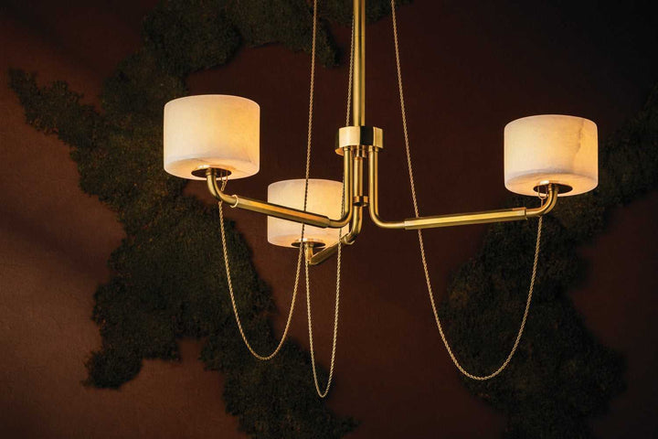 Bunda LED Chandelier in Vintage Brass Corbett Lighting Canada