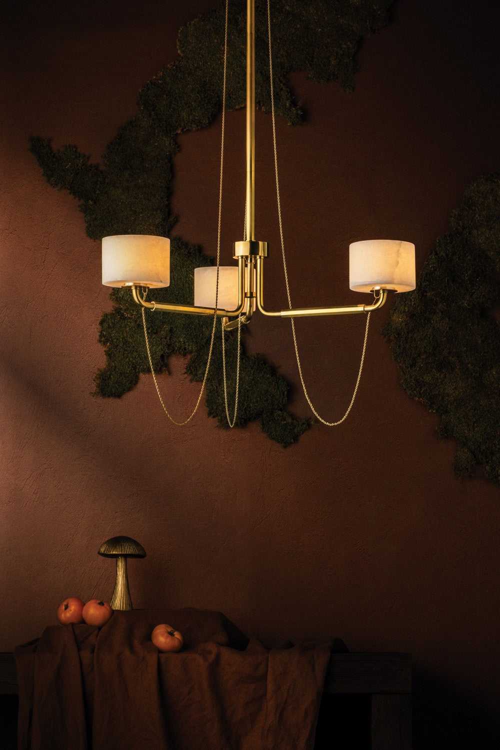 Bunda LED Chandelier in Vintage Brass Corbett Lighting Canada
