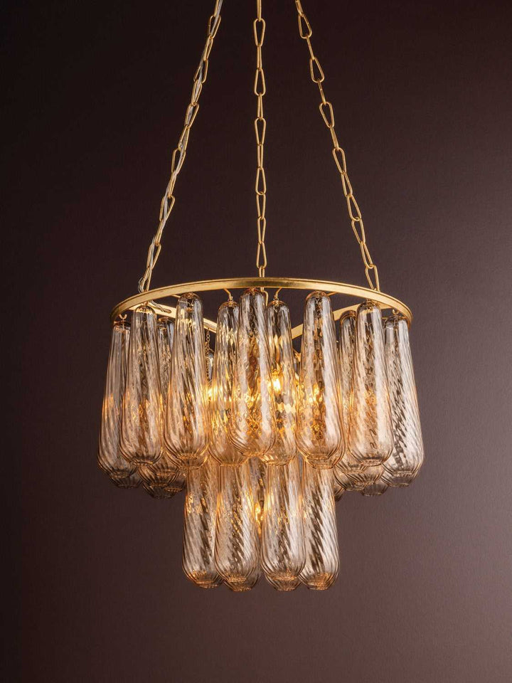 Milos Five Light Chandelier in Vintage Gold Leaf Corbett Lighting Canada