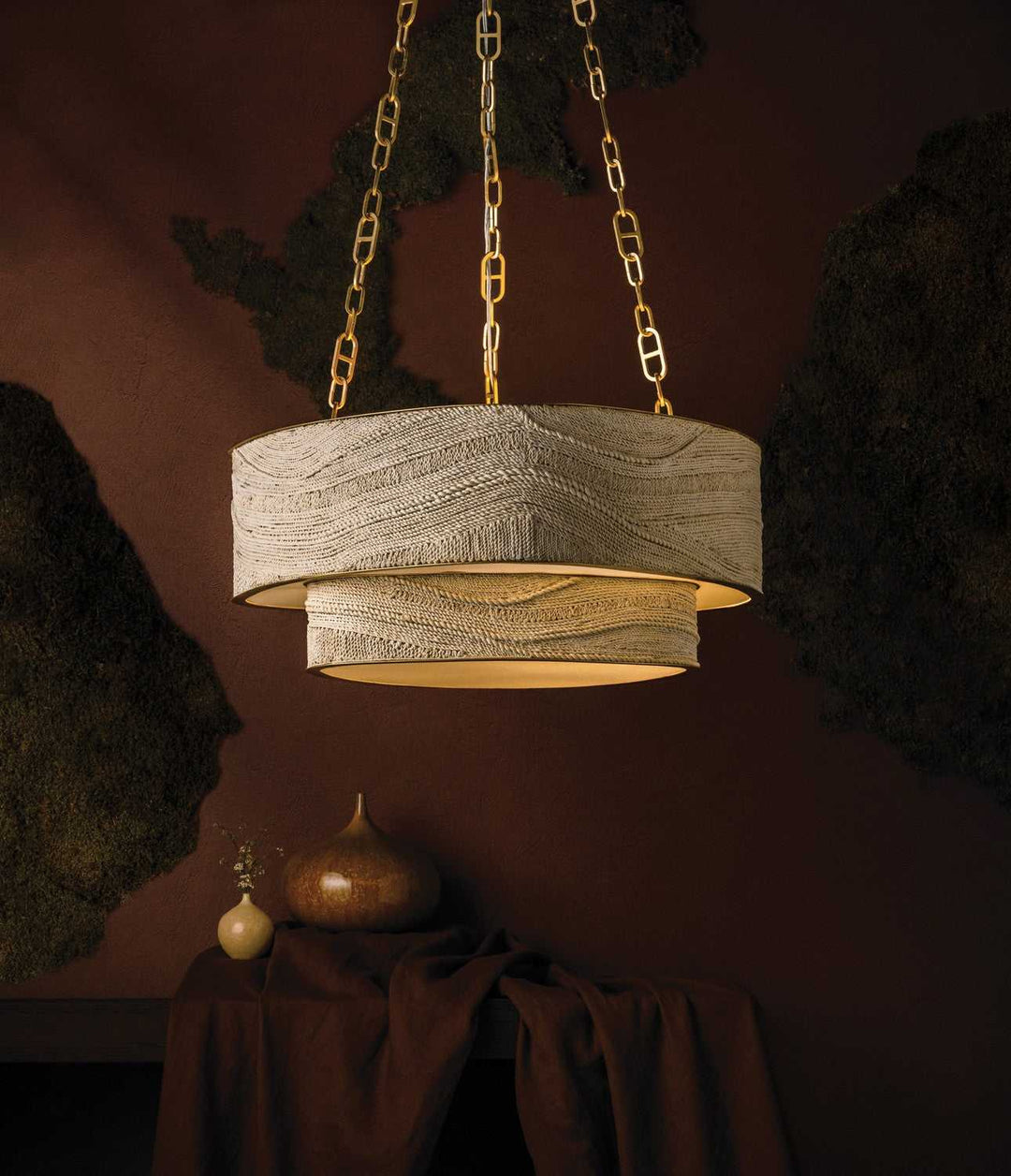 Kiso Nine Light Chandelier in Vintage Gold Leaf Corbett Lighting Canada