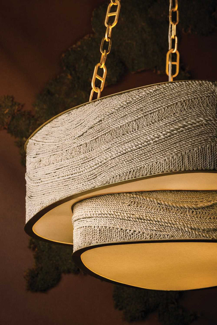 Kiso Nine Light Chandelier in Vintage Gold Leaf Corbett Lighting Canada