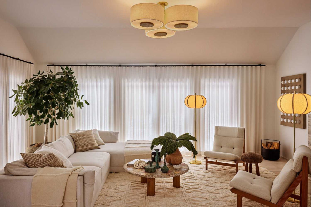 Miller Nine Light Flush Mount in Aged Brass Mitzi Canada