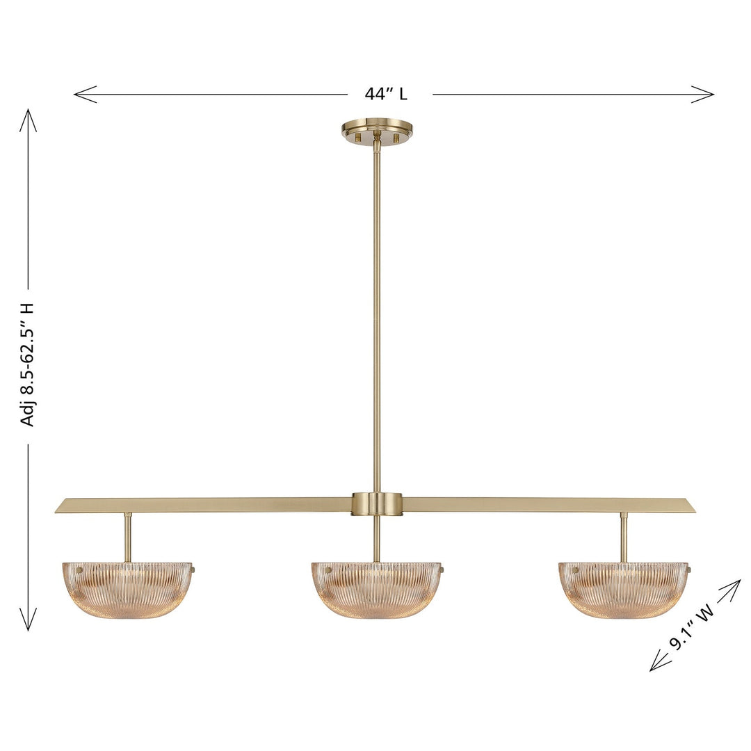 Hubbard LED Linear Chandelier in Noble Brass Savoy House