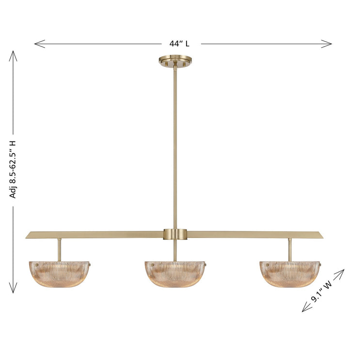 Hubbard LED Linear Chandelier in Noble Brass Savoy House