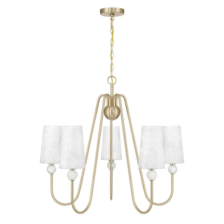 Sheldon Five Light Chandelier in Noble Brass Savoy House