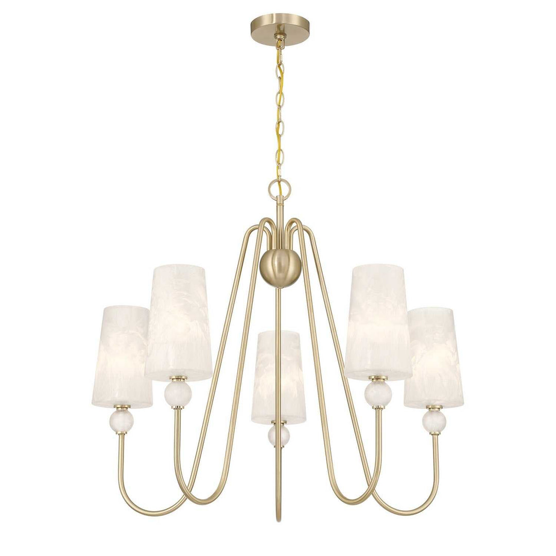 Sheldon Five Light Chandelier in Noble Brass Savoy House