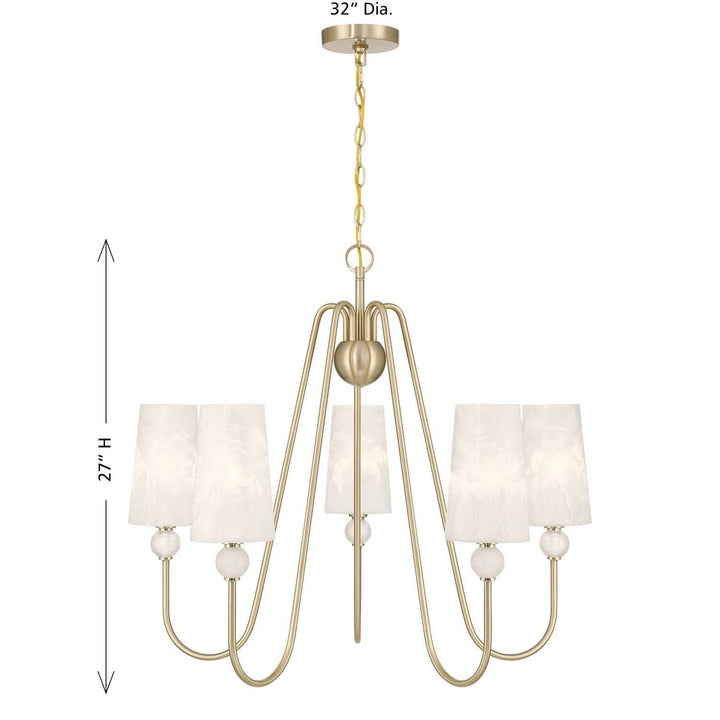 Sheldon Five Light Chandelier in Noble Brass Savoy House