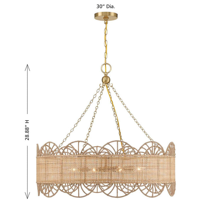 Shawnee Eight Light Chandelier in Warm Brass Savoy House