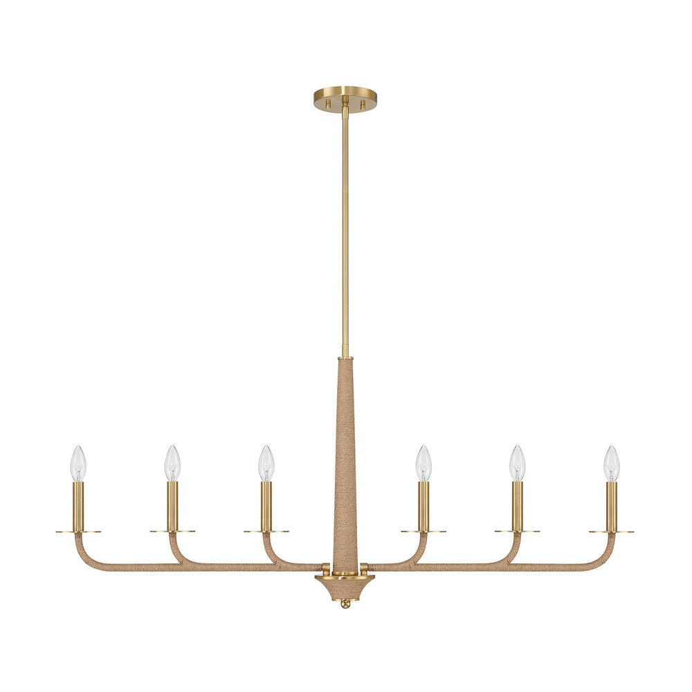 Cannon Six Light Chandelier in Warm Brass and Rope Savoy House
