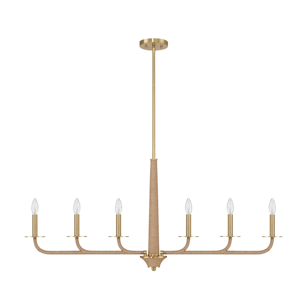 Cannon Six Light Chandelier in Warm Brass and Rope Savoy House